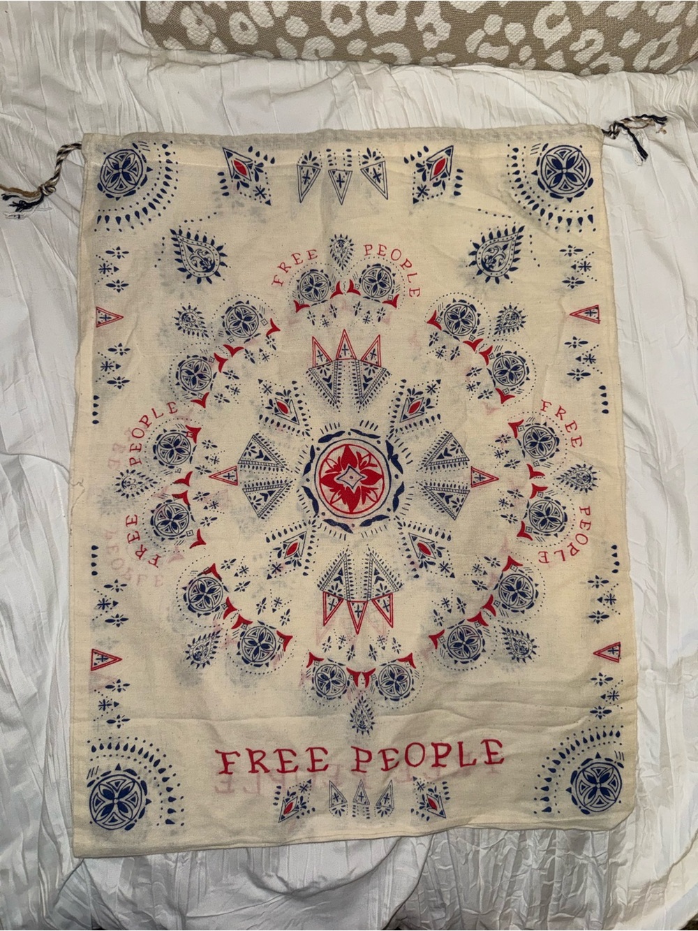 Free People Canvas Drawstring Dust Bag Tote Storage Bag Boho 20x15
